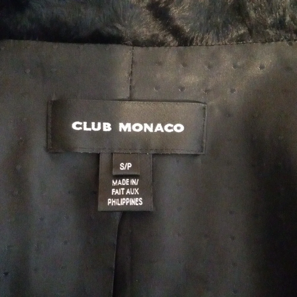 Club Monaco Faux Fur Womens Jacket Black Old Money Office Womens SP